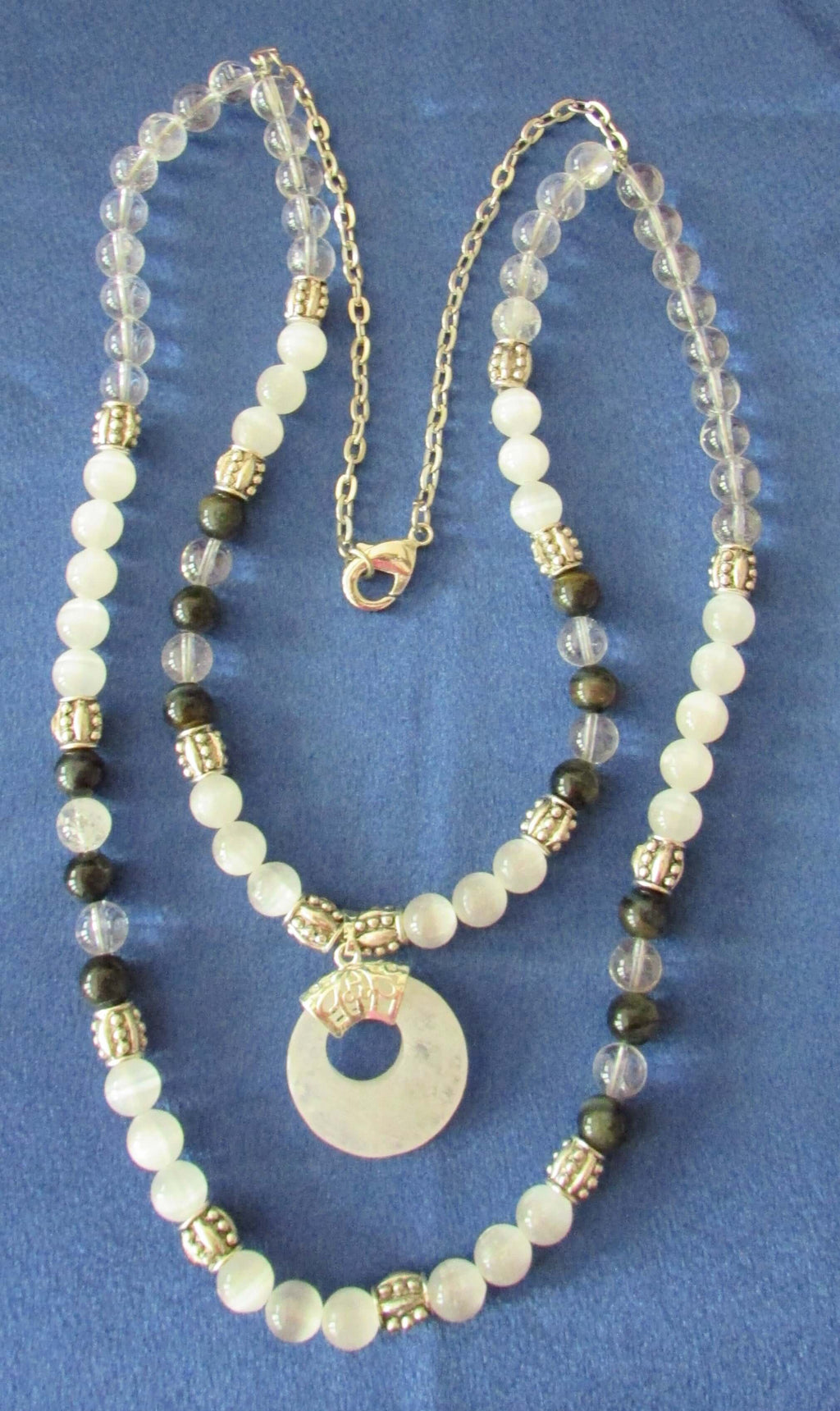 Spiritual Protection Necklace - Archangel Michael, Selenite & Blue Tiger’s Eye