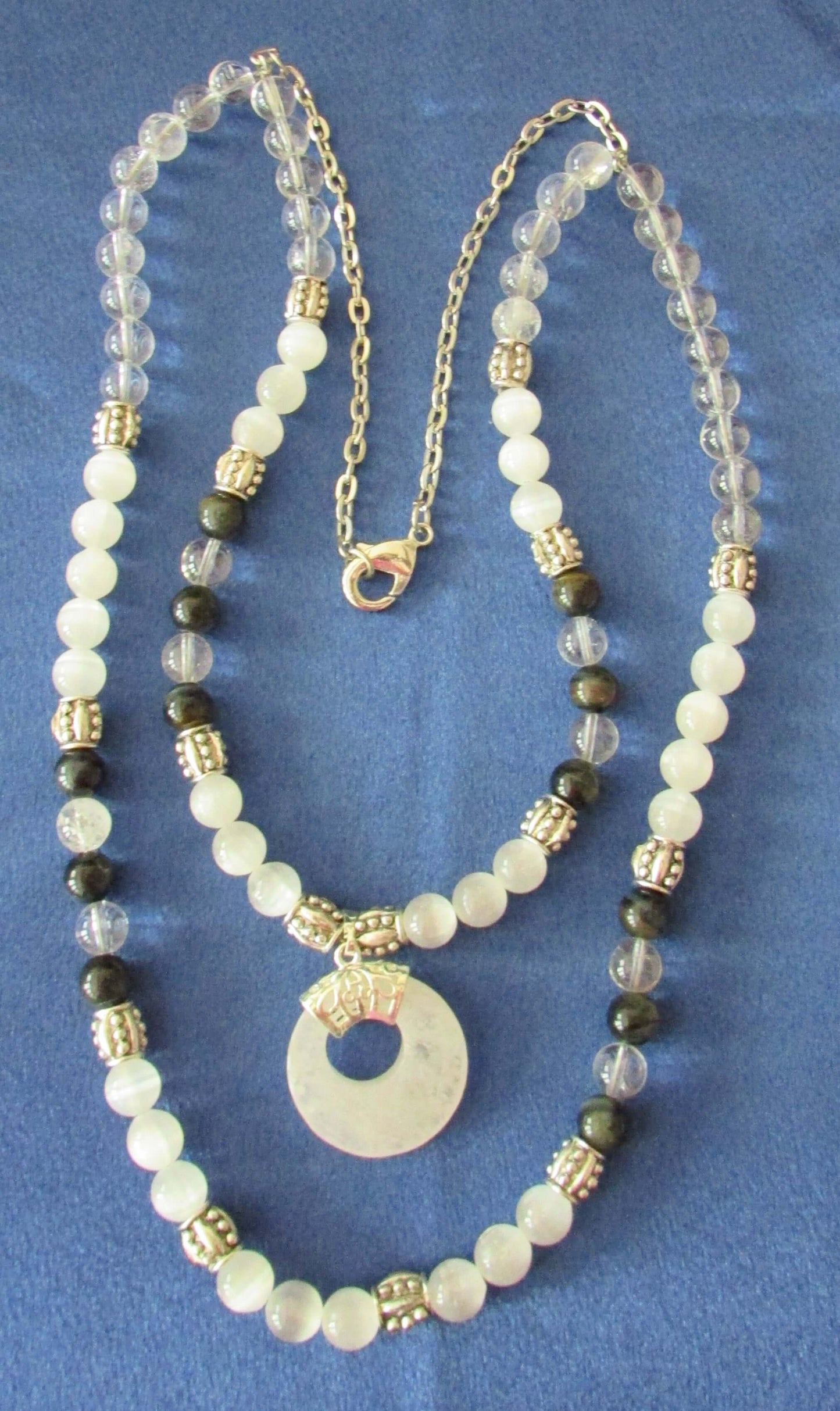 Spiritual Protection Necklace - Archangel Michael, Selenite & Blue Tiger’s Eye
