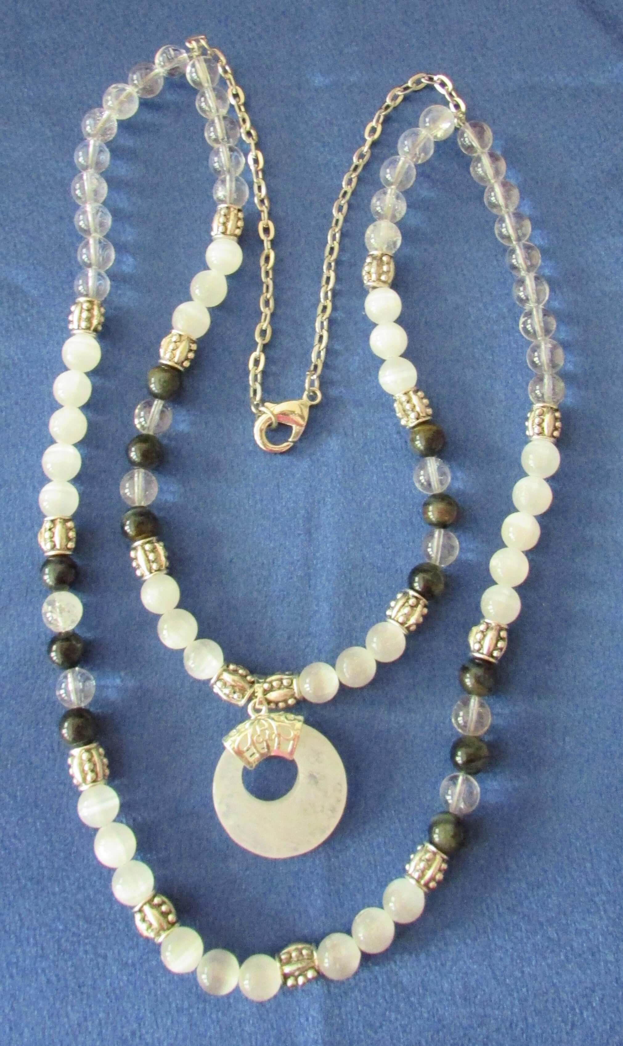 Spiritual Protection Necklace - Archangel Michael, Selenite & Blue Tiger’s Eye