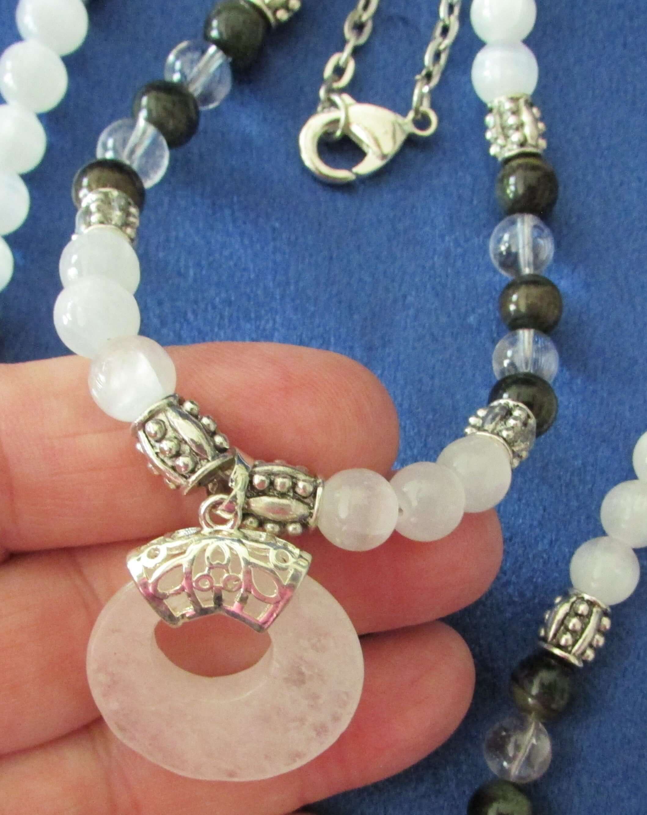 Spiritual Protection Necklace - Archangel Michael, Selenite & Blue Tiger’s Eye