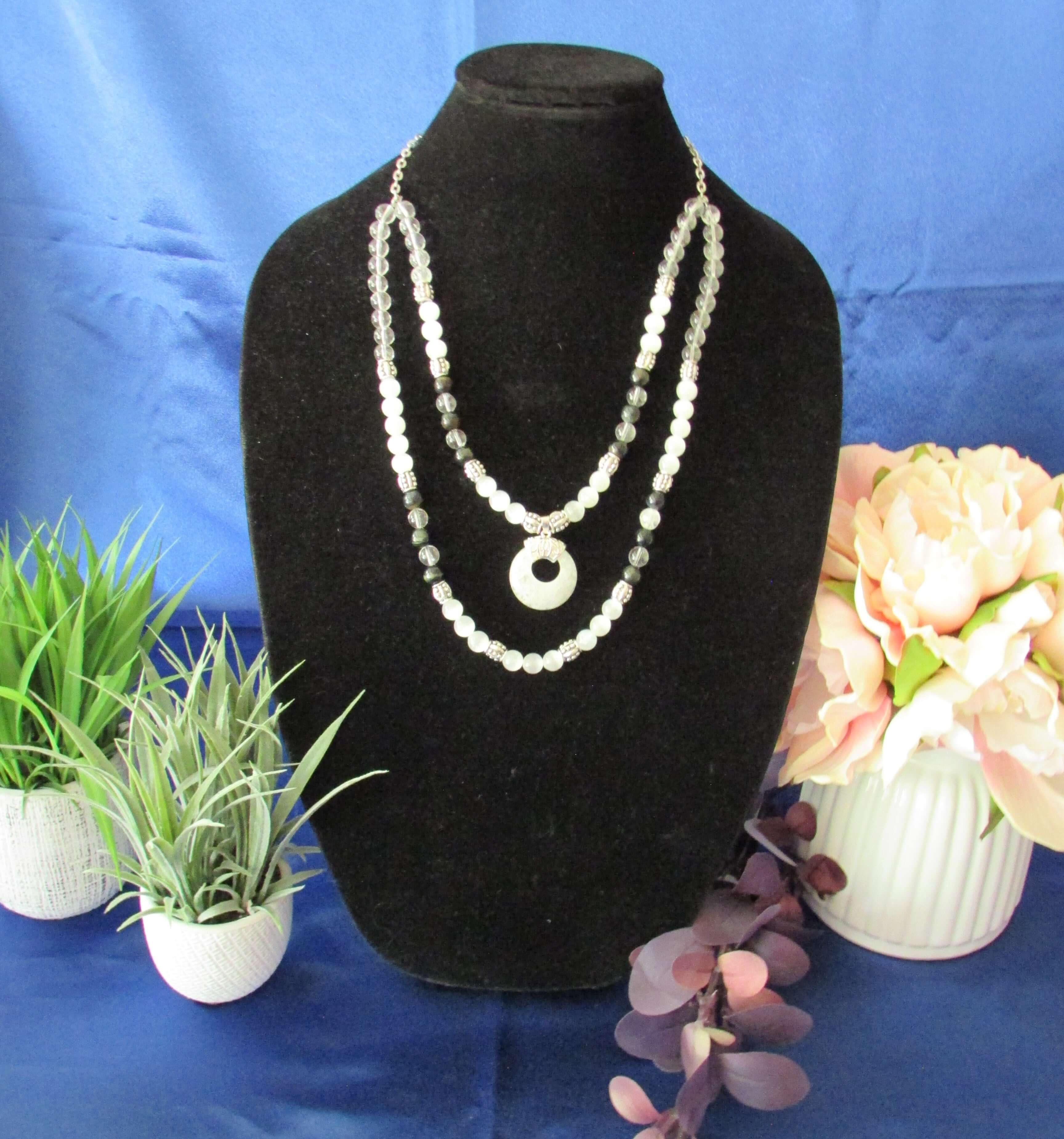 Spiritual Protection Necklace - Archangel Michael, Selenite & Blue Tiger’s Eye