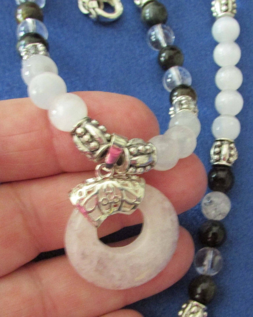 Spiritual Protection Necklace - Archangel Michael, Selenite & Blue Tiger’s Eye