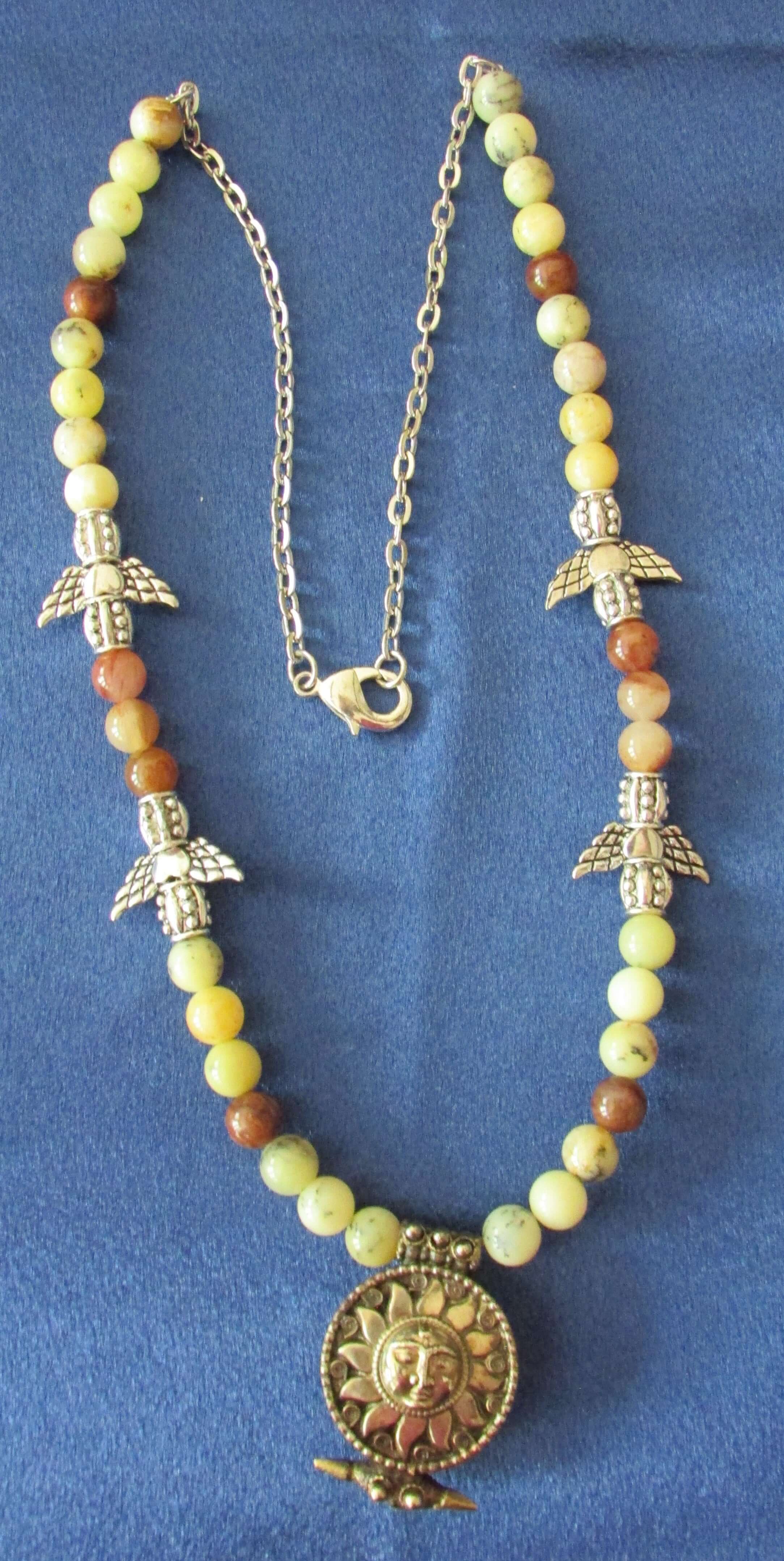 Energy Purification Necklace - Angel Nathaniel, Yellow Opal & Red Phantom Quartz