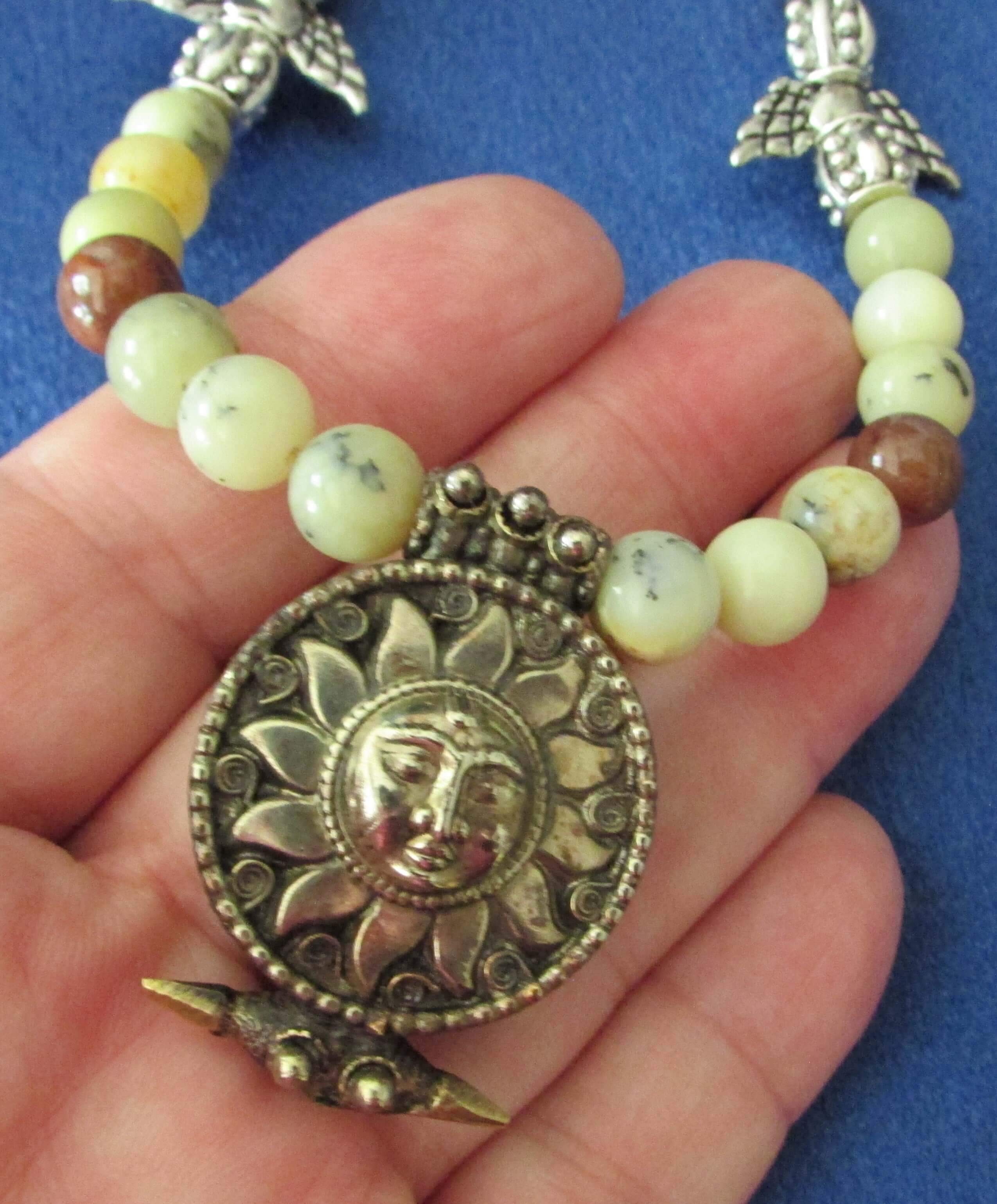 Energy Purification Necklace - Angel Nathaniel, Yellow Opal & Red Phantom Quartz