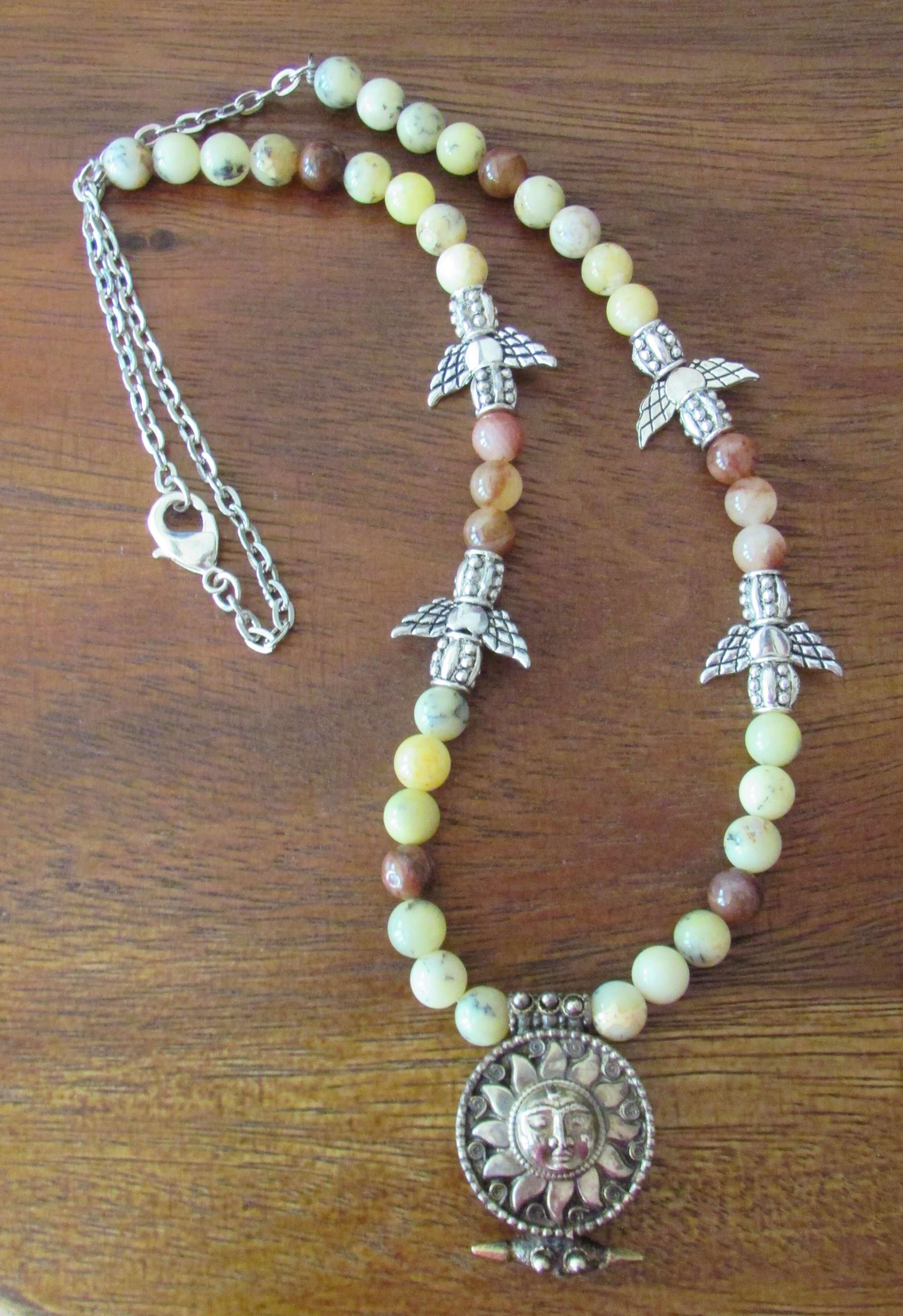 Energy Purification Necklace - Angel Nathaniel, Yellow Opal & Red Phantom Quartz