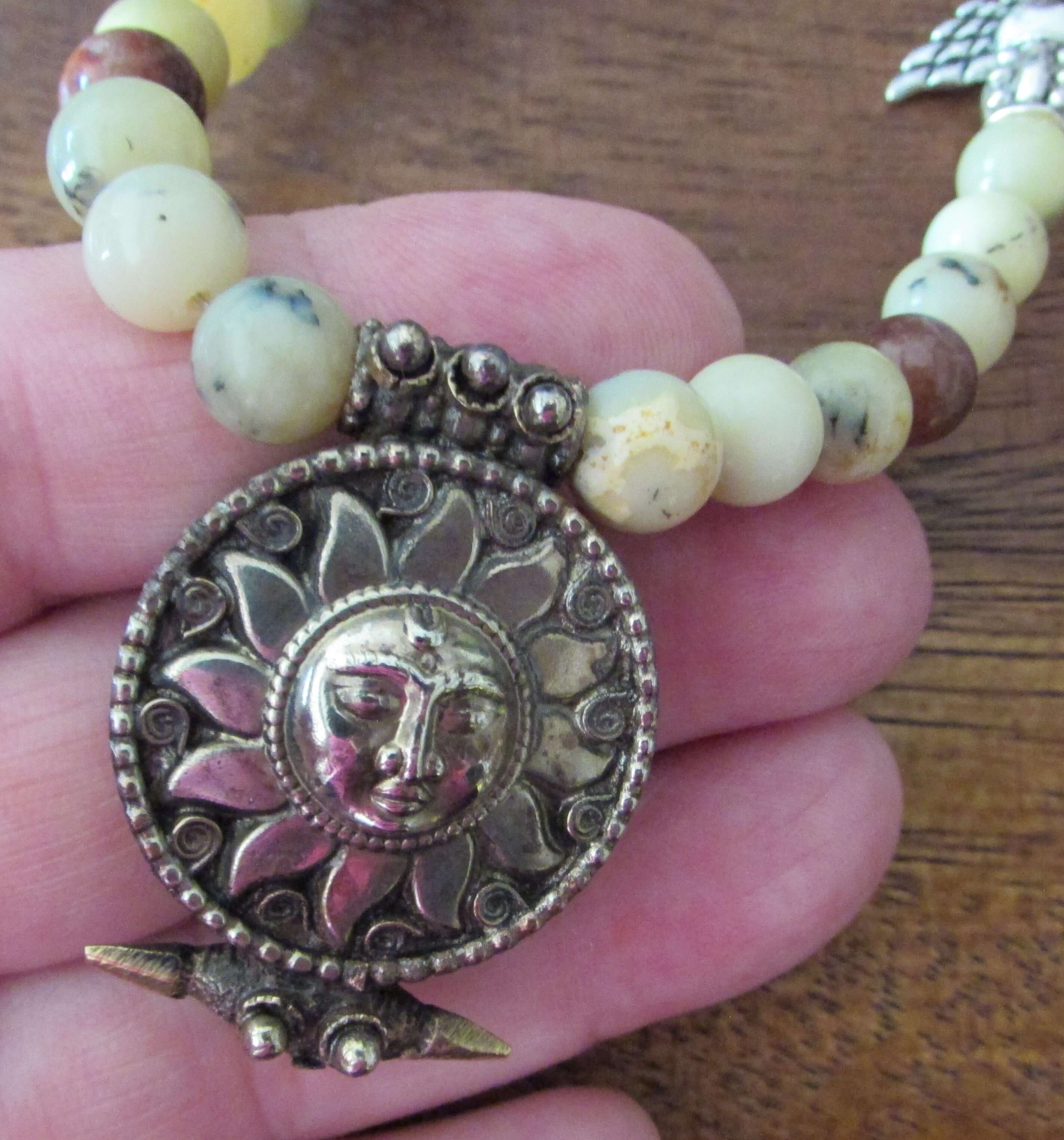 Energy Purification Necklace - Angel Nathaniel, Yellow Opal & Red Phantom Quartz