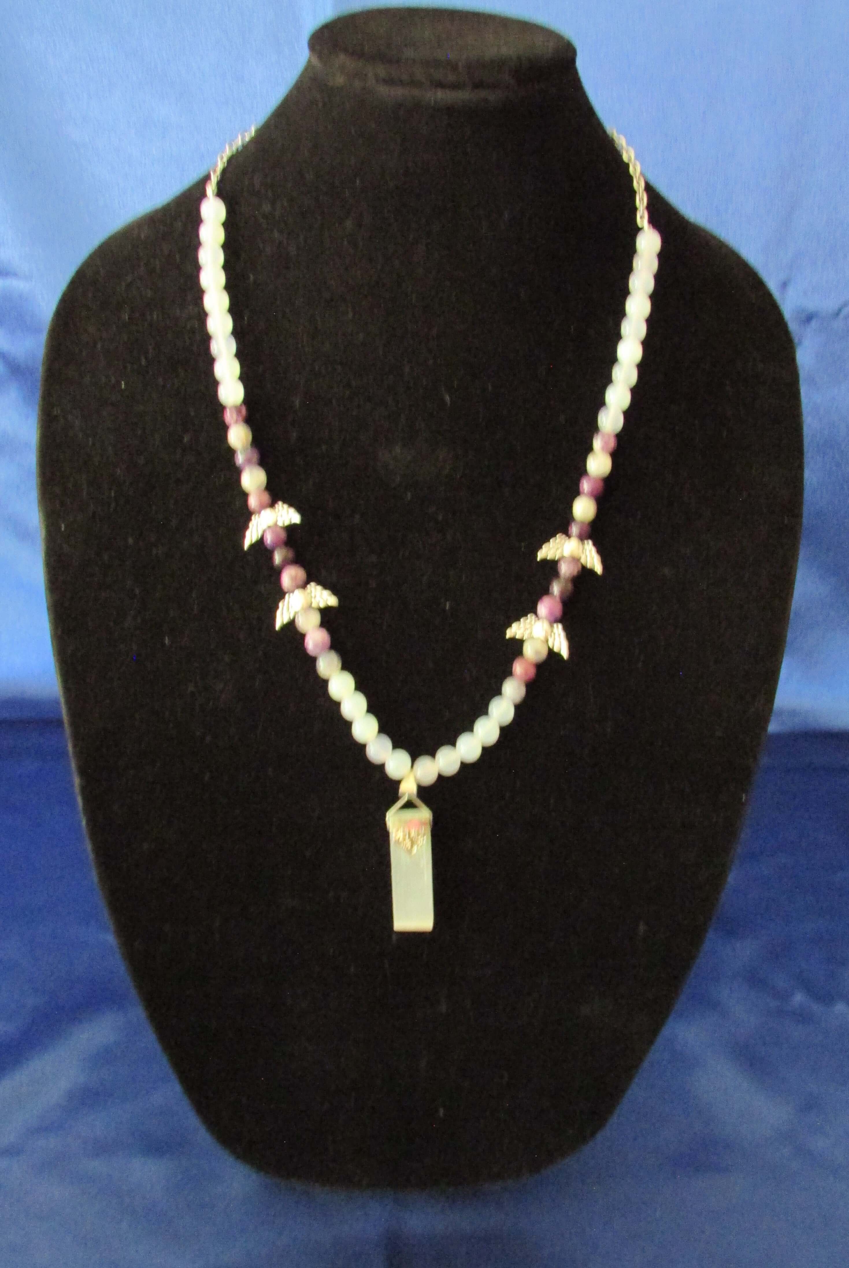Divine White Light Necklace - Archangel Taharial, Selenite & Charoite