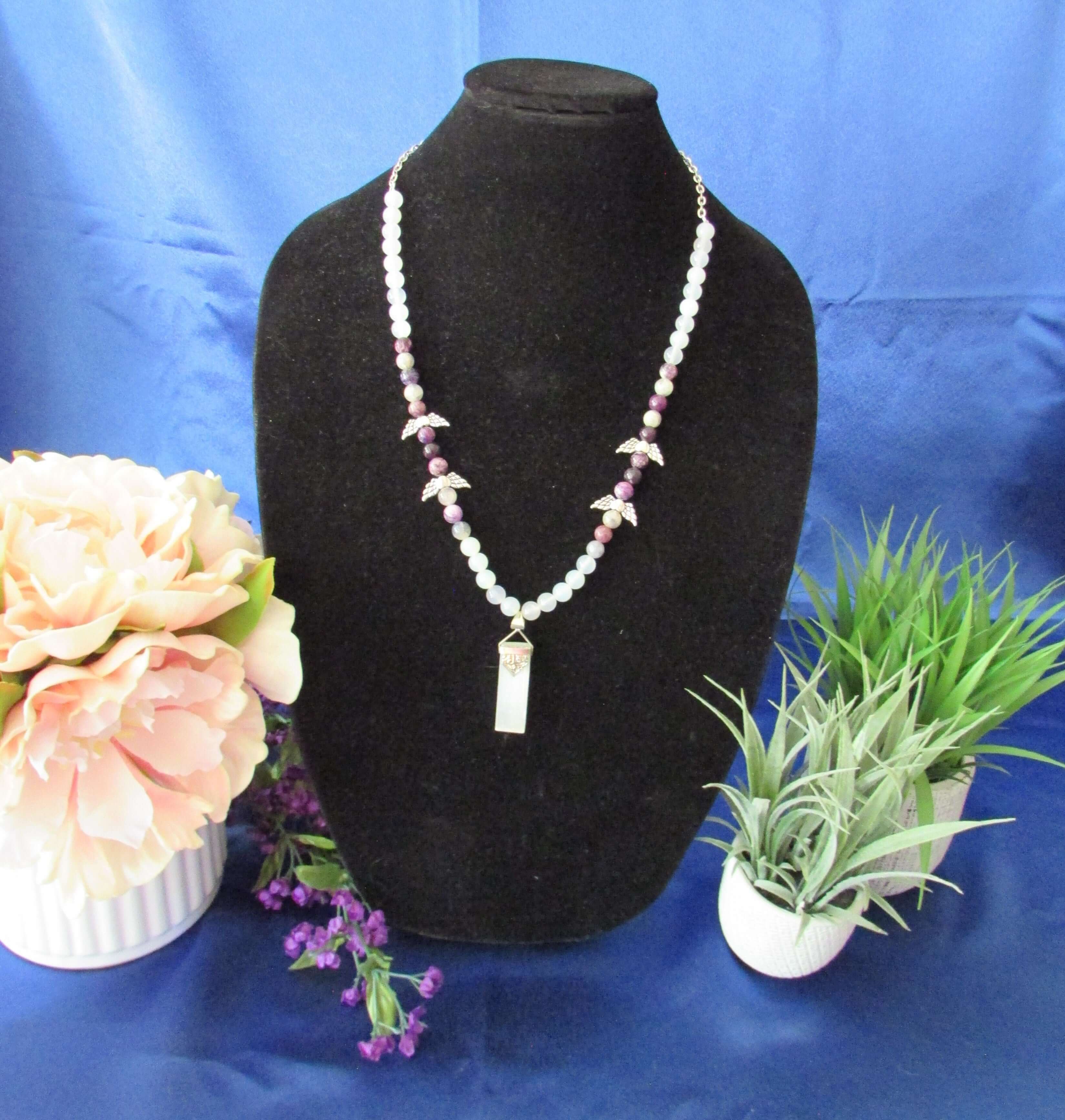 Divine White Light Necklace - Archangel Taharial, Selenite & Charoite
