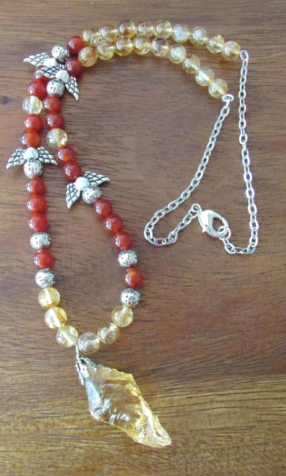 Magnetic Attraction Necklace - Archangel Uriel, Citrine & Carnelian