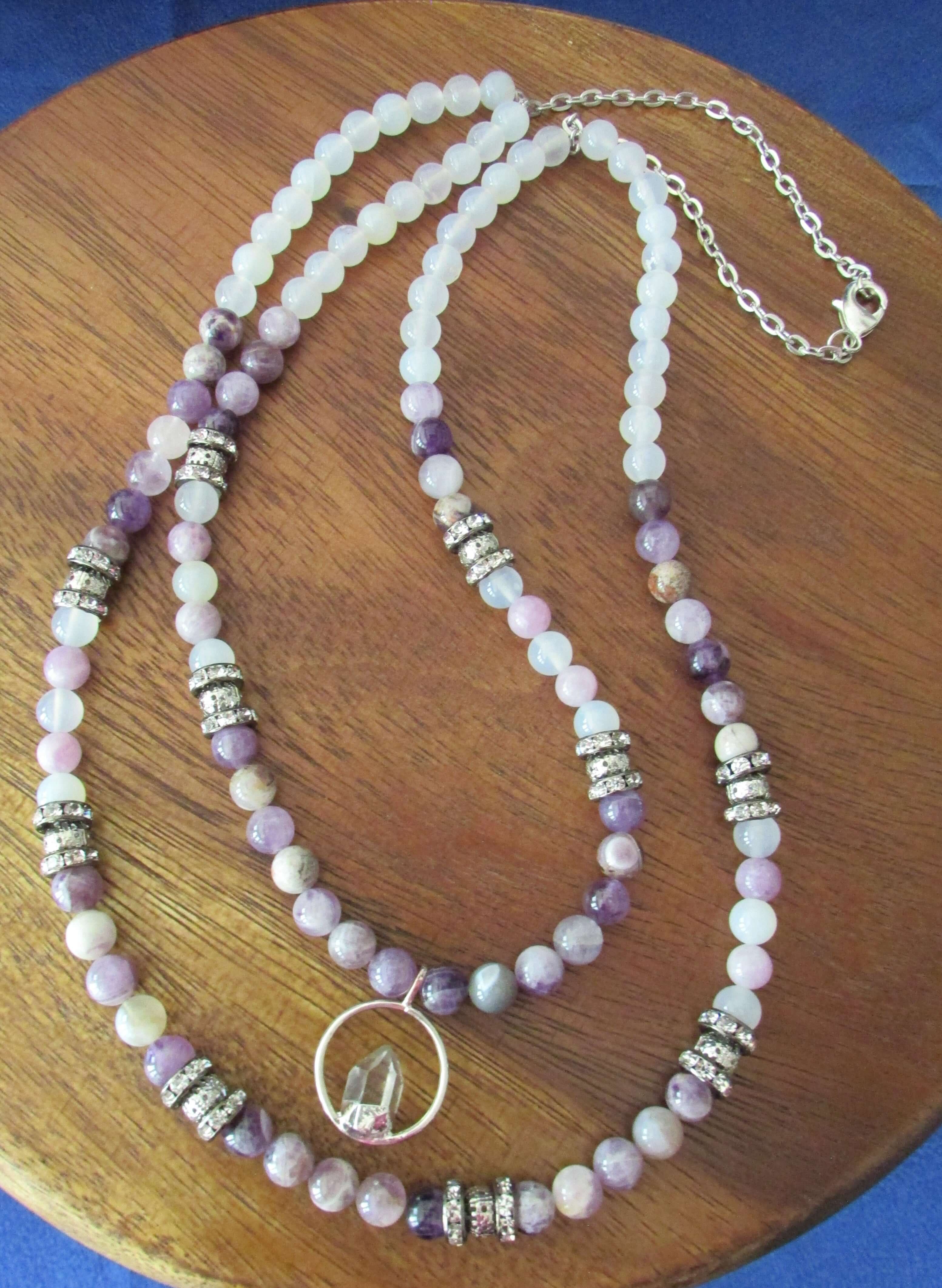 Divine Order Necklace - Archangel Zadkiel, Amethyst & Clear Quartz