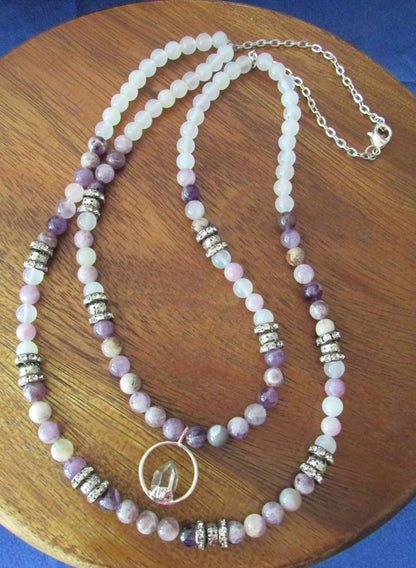 Divine Order Necklace - Archangel Zadkiel, Amethyst & Clear Quartz