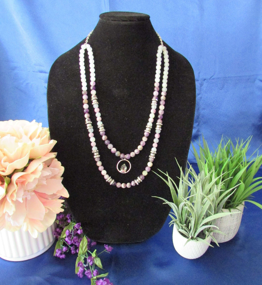 Divine Order Necklace - Archangel Zadkiel, Amethyst & Clear Quartz