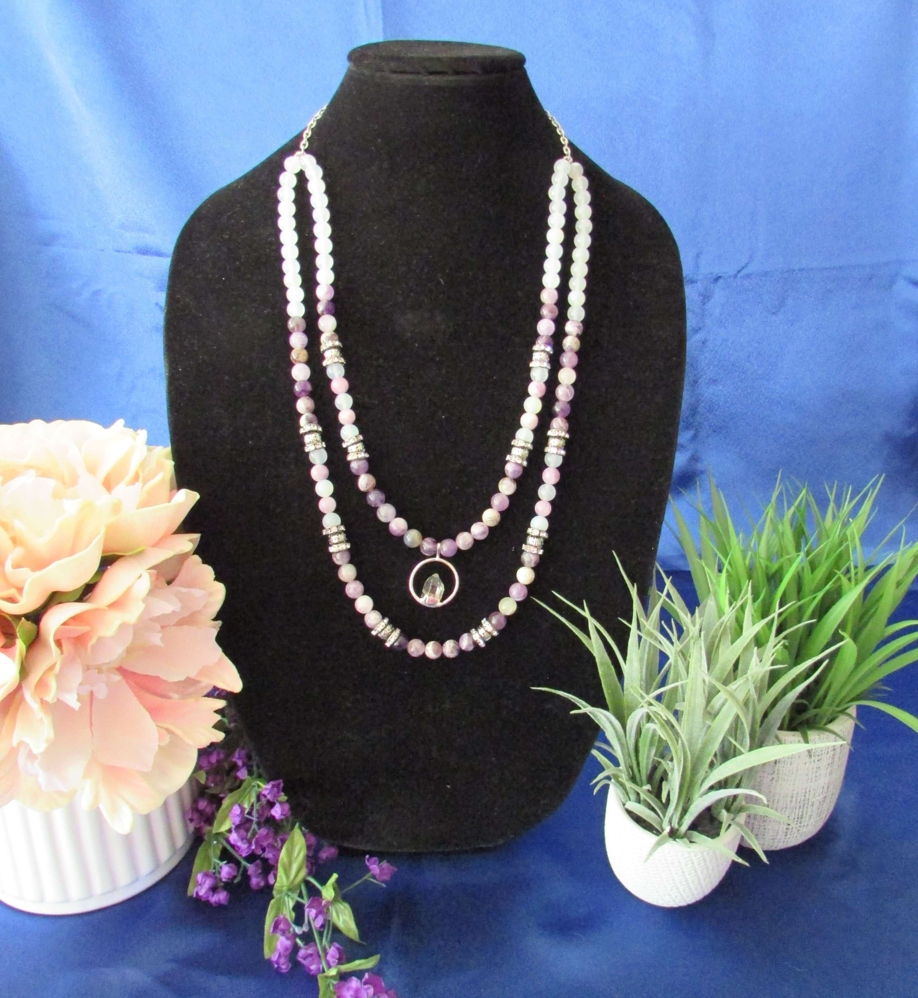 Divine Order Necklace - Archangel Zadkiel, Amethyst & Clear Quartz