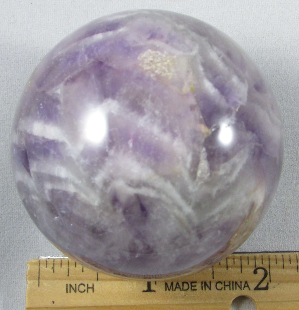 Chevron Amethyst Sphere – Spiritual Protection, Consciousness Expansion | Violet Flame Guardian Stone [MM373]