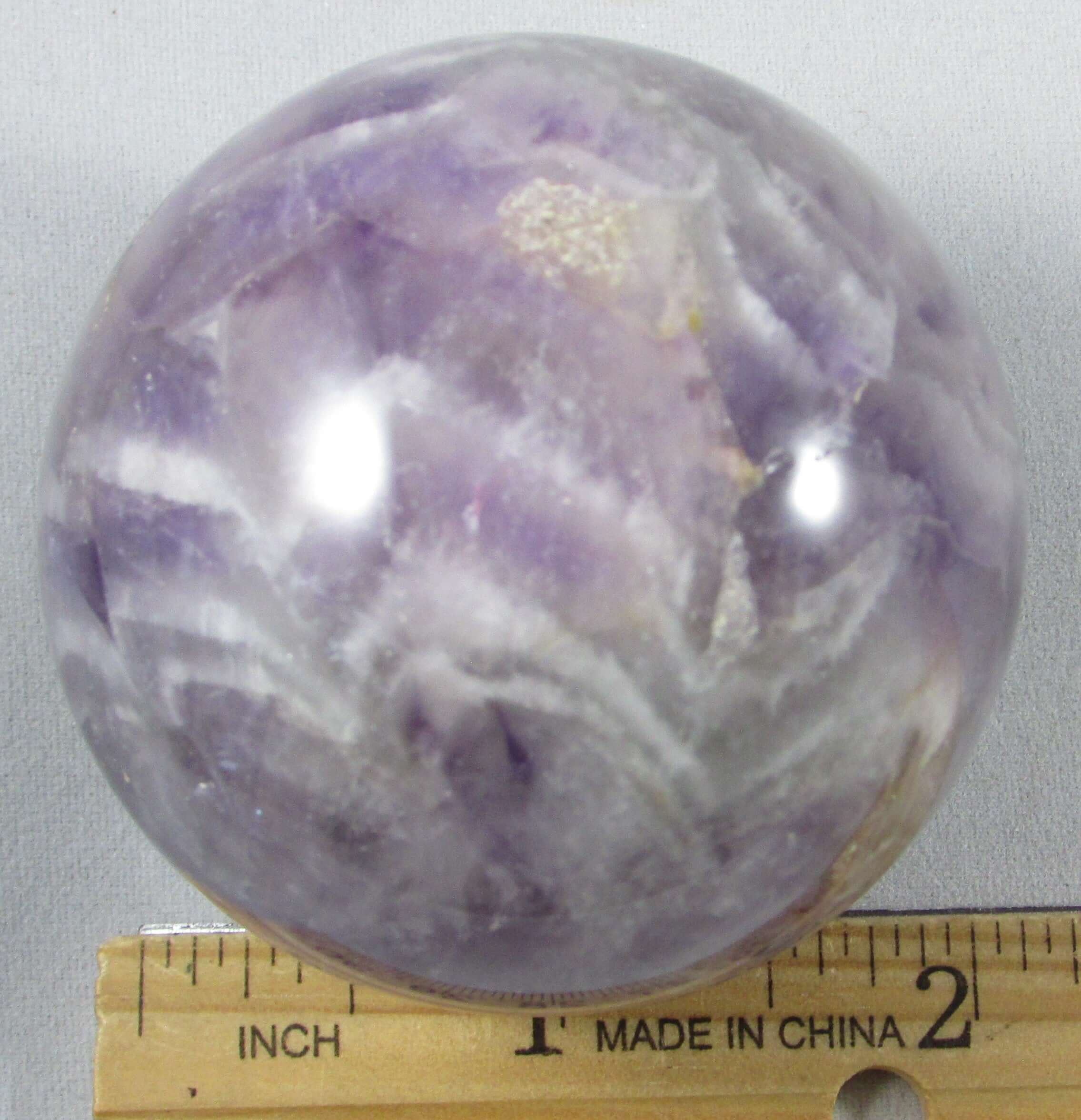 Chevron Amethyst Sphere – Spiritual Protection, Consciousness Expansion | Violet Flame Guardian Stone [MM373]
