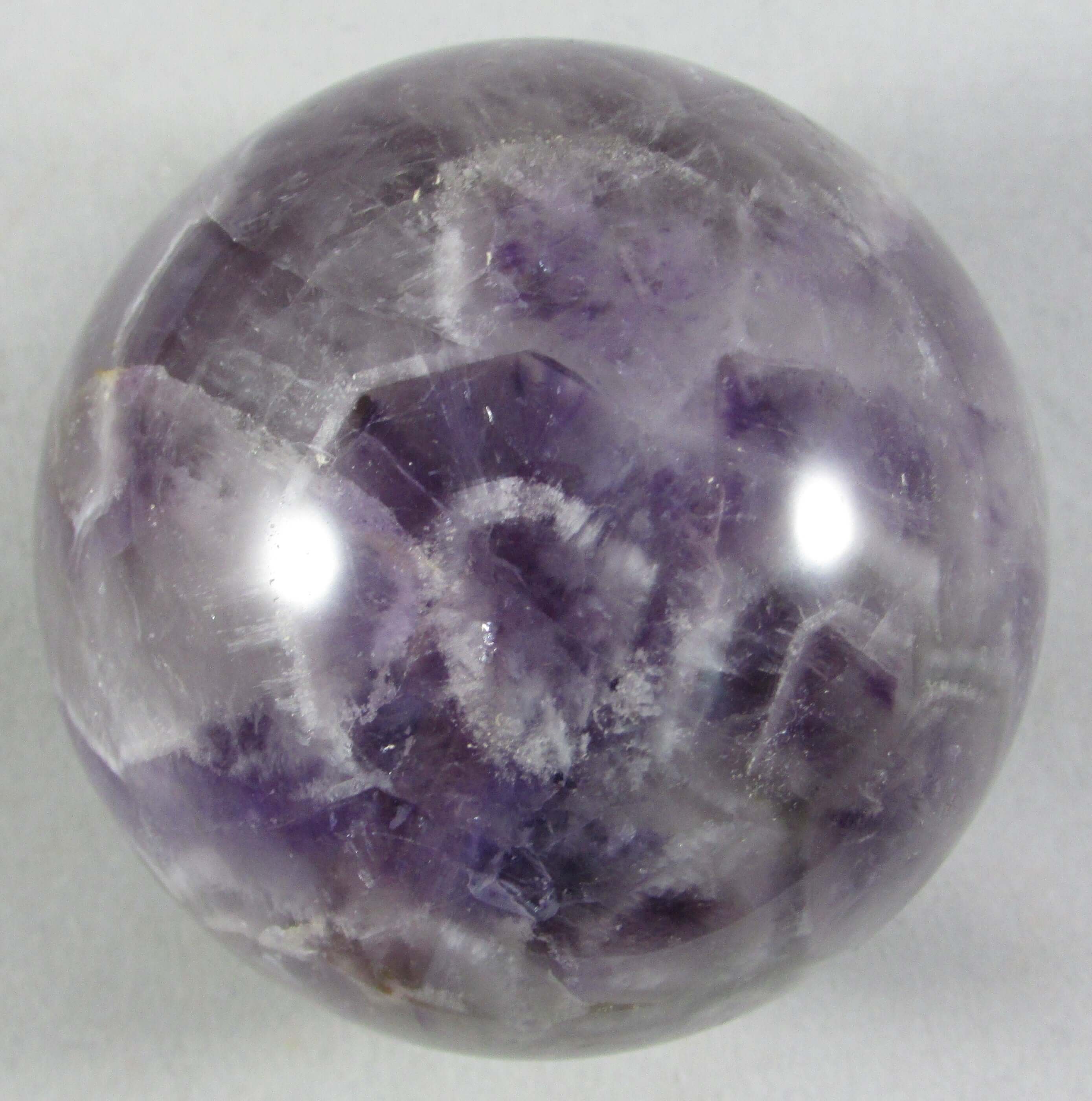 Chevron Amethyst Sphere – Spiritual Protection, Consciousness Expansion | Violet Flame Guardian [MM375]Stone
