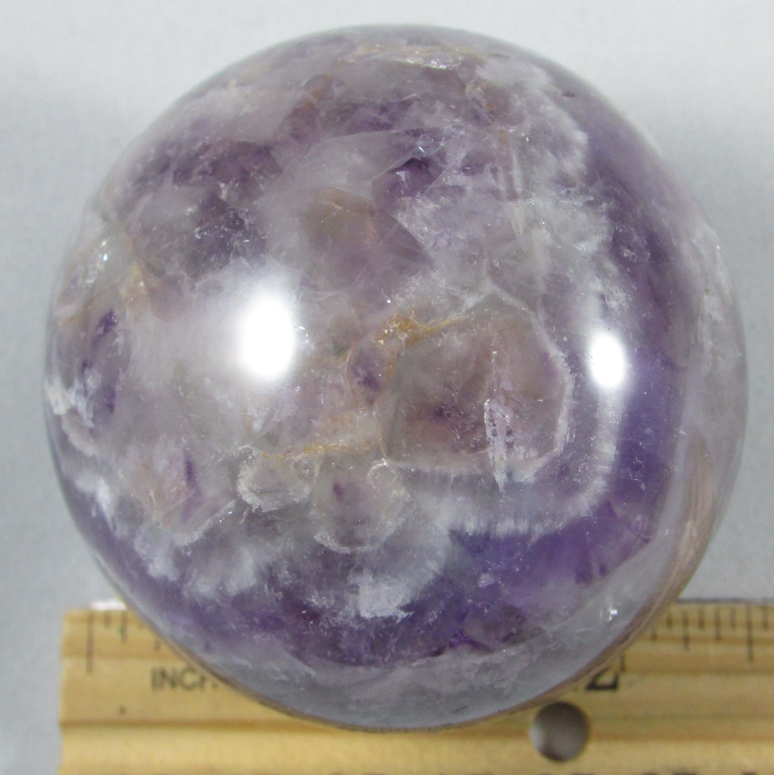 Chevron Amethyst Sphere – Spiritual Protection, Consciousness Expansion | Violet Flame Guardian [MM375]Stone