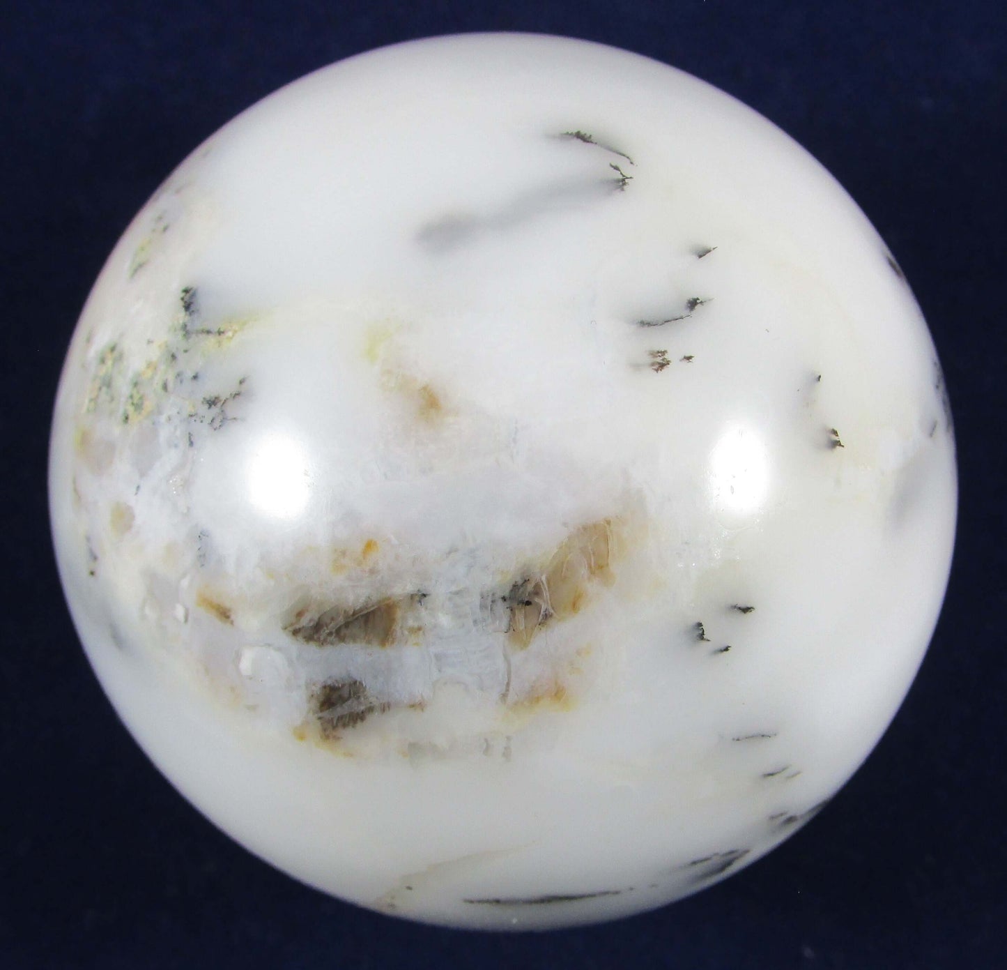 Dendritic White Opal Sphere - Stone of Spiritual Growth Self-Expression