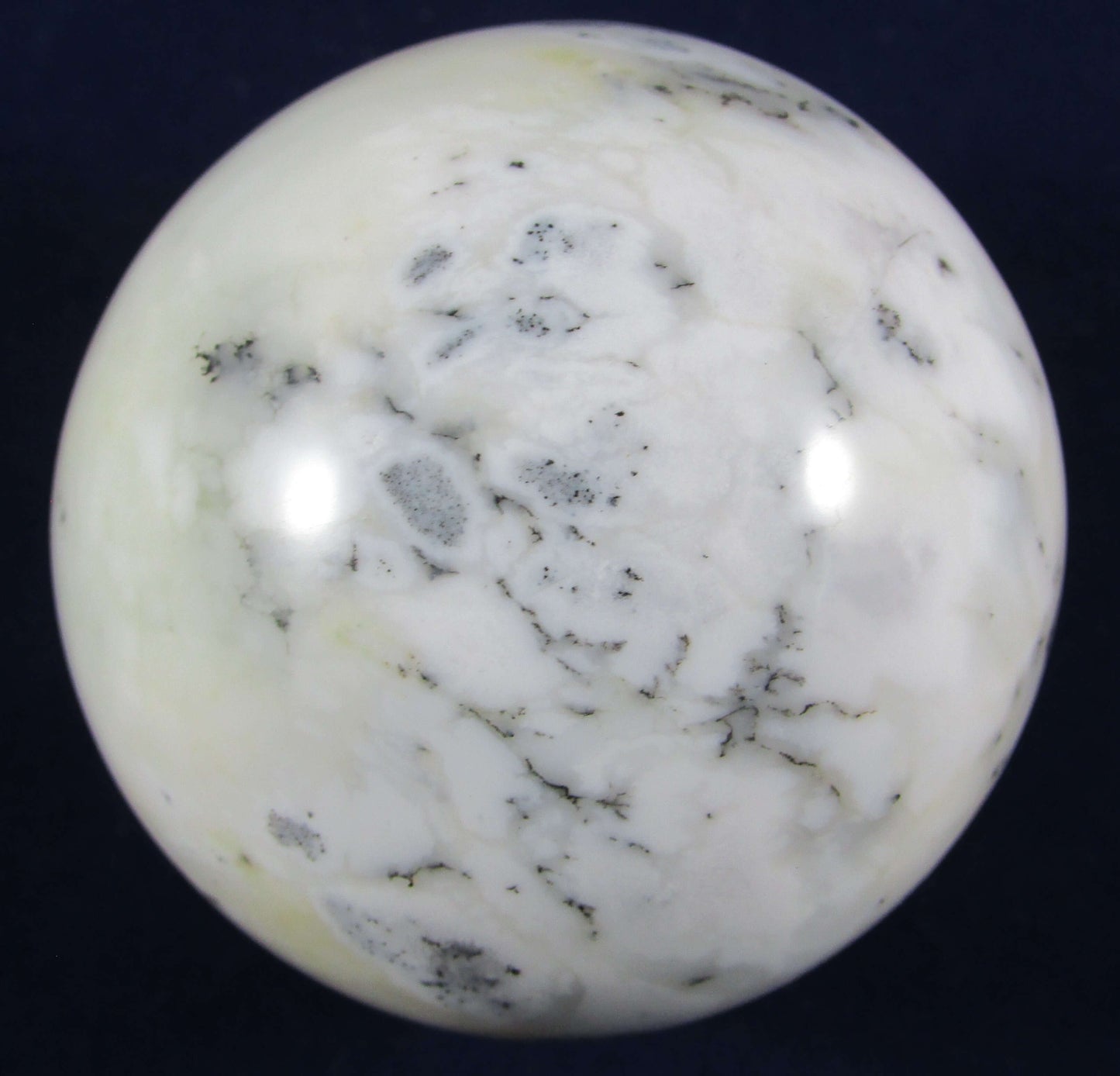 Dendritic White Opal Sphere - Stone of Spiritual Growth Self-Expression