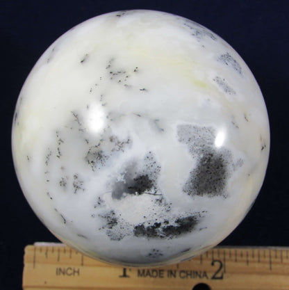 Dendritic White Opal Sphere - Stone of Spiritual Growth Self-Expression