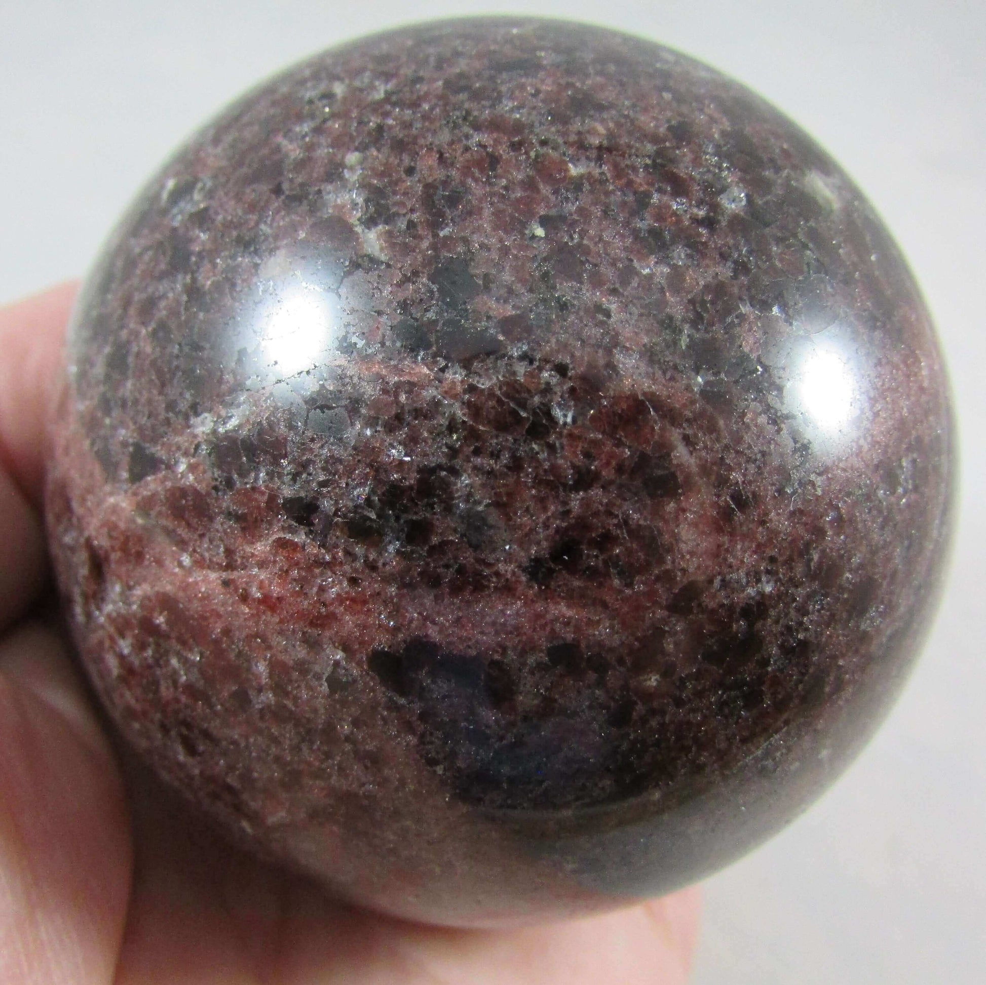 garnet crystal sphere, polished sphere, madagascar mineral
