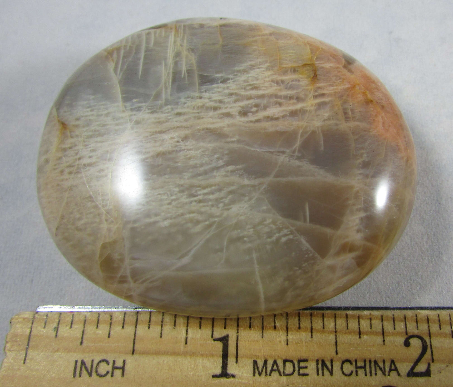 Iridescent Peach Moonstone Crystal Palmstone (MM393)