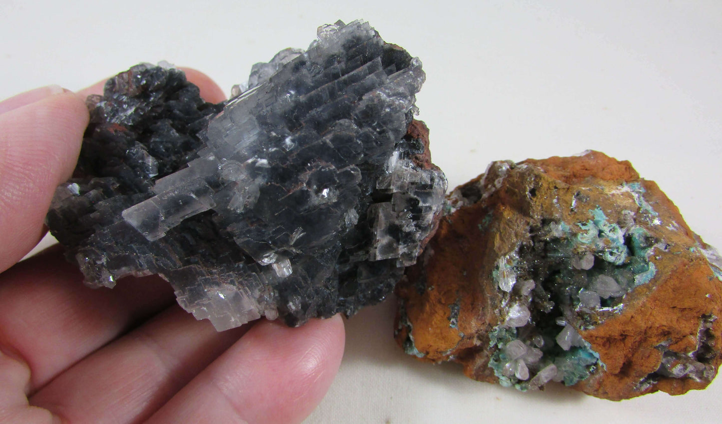 Black Calcite Colorless Fluorite Limonite Matrix Crystals (MMF131)