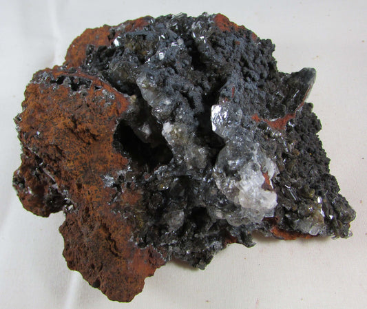 Black Calcite Colorless Fluorite Limonite Matrix Crystals (MMF148)