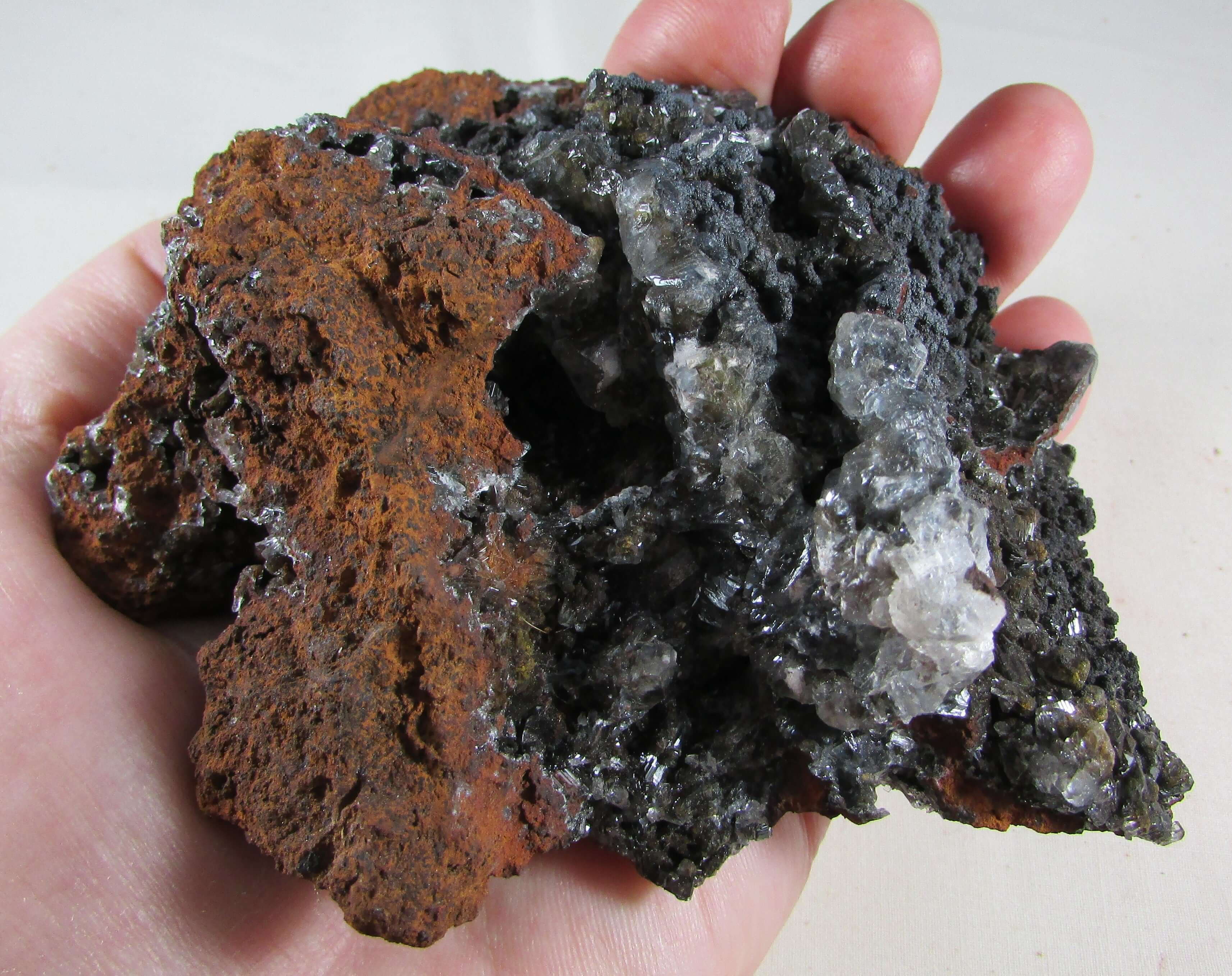 Black Calcite, Fluorite & Limonite Matrix – Remembrance, Flow & Psychic Protection | Grounded Intuitive Mastery Stone
