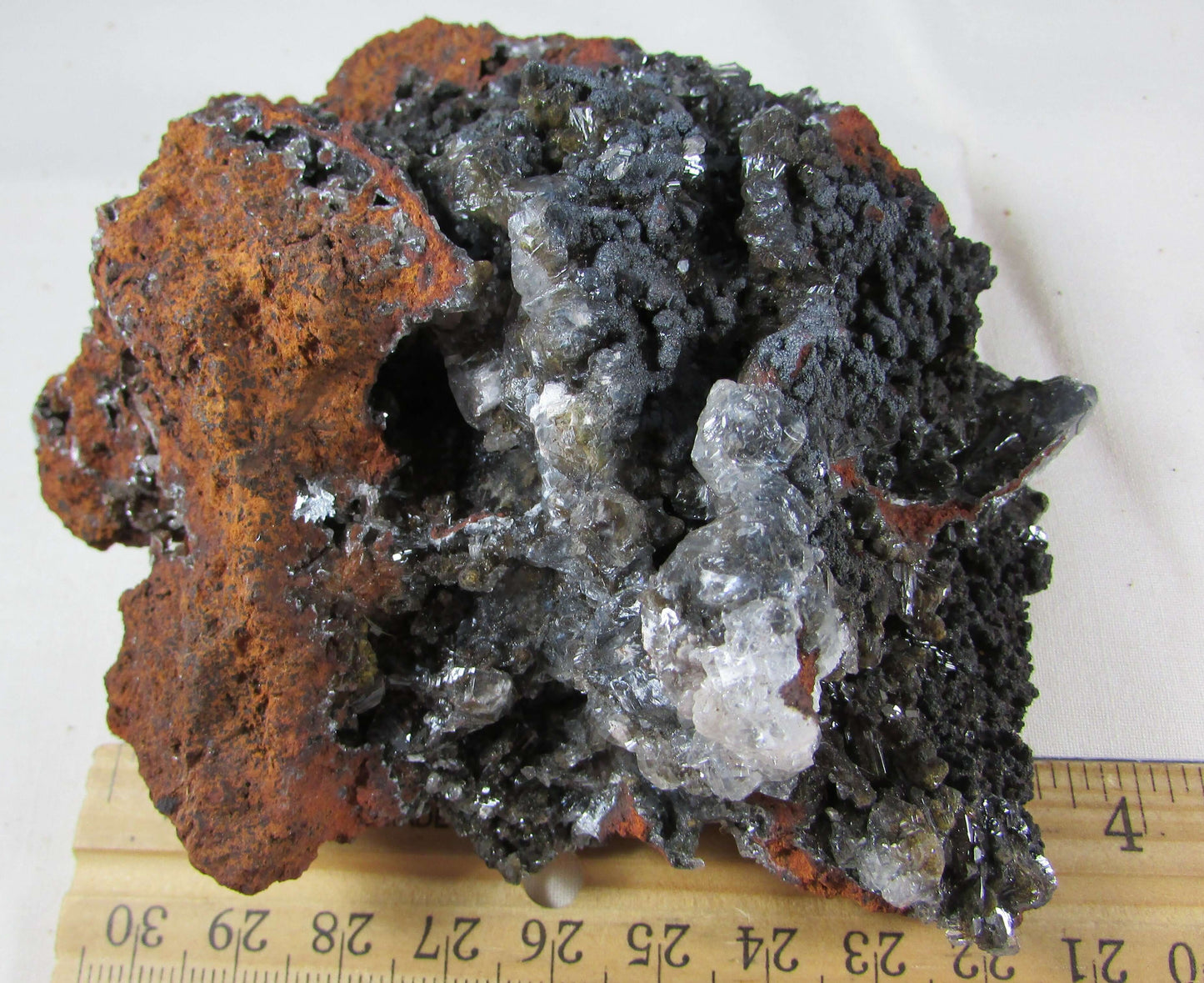 Black Calcite Colorless Fluorite Limonite Matrix Crystals (MMF148)