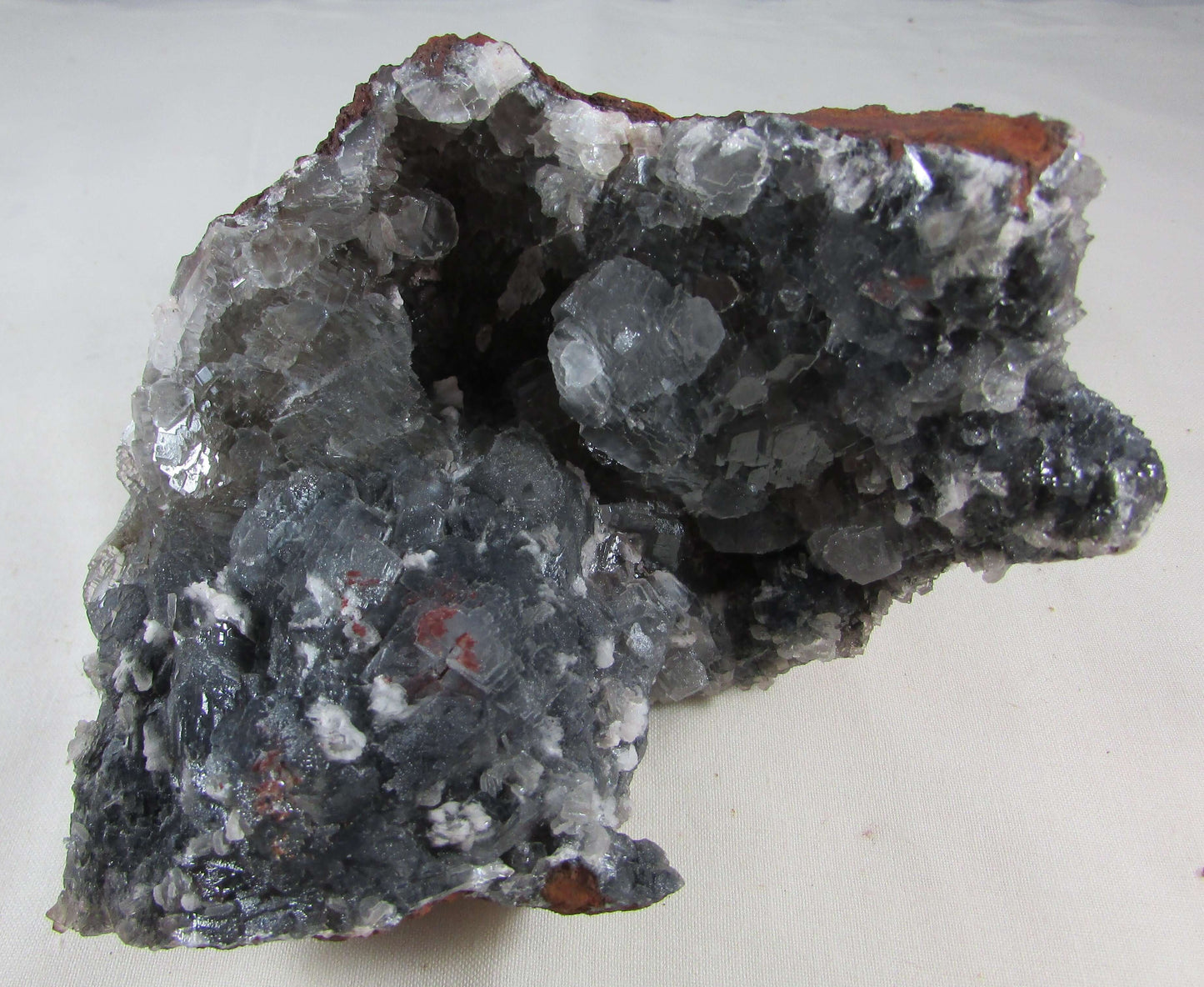 Black Calcite Colorless Fluorite Limonite Matrix Crystals (MMF152)