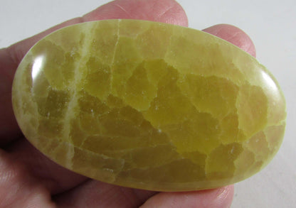 yellow calcite polished crystal plamstone, brazil crystals