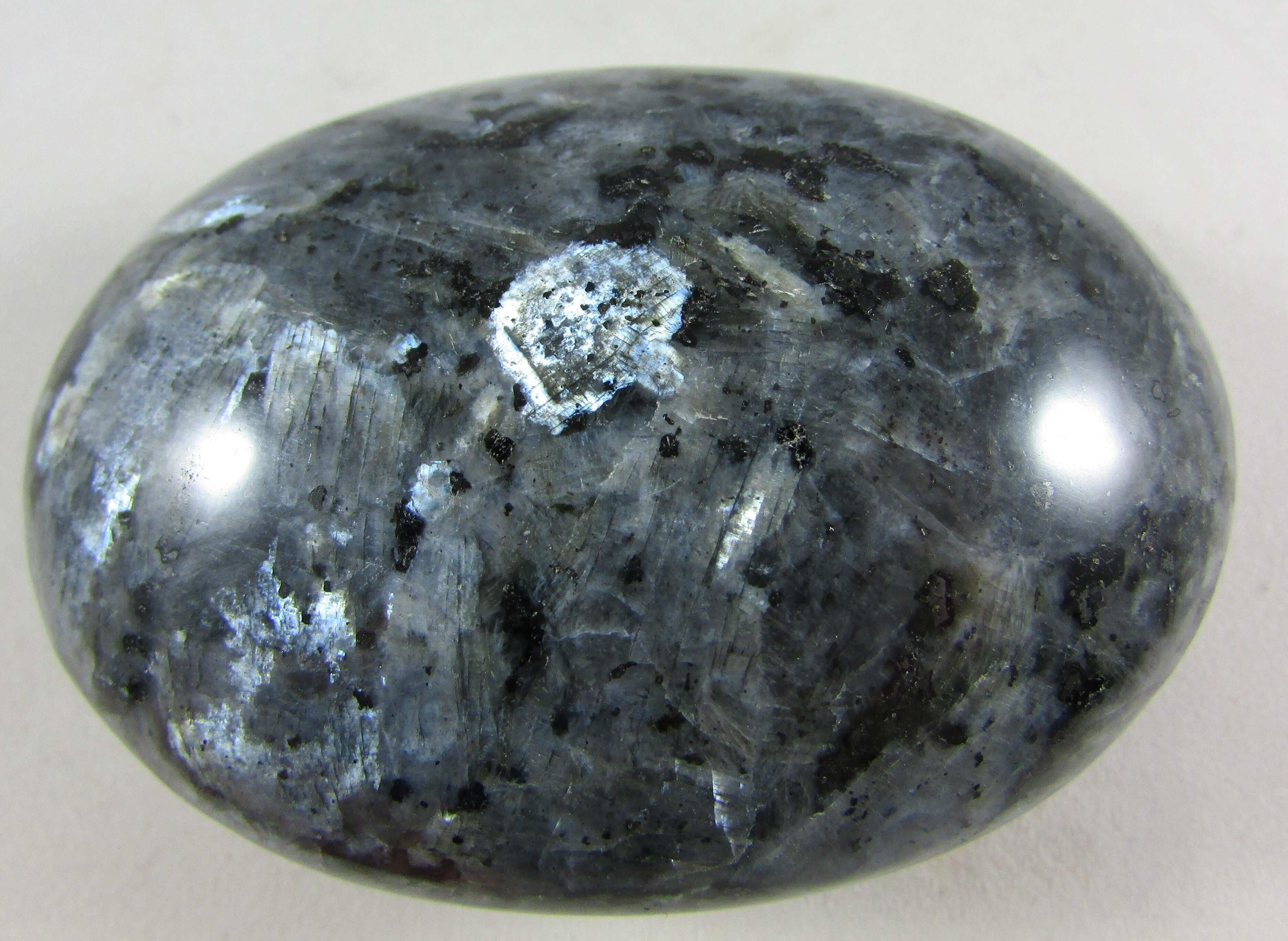 rare blue pearl polished crystal palmstone