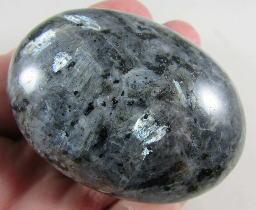 rare blue pearl polished crystal palmstone