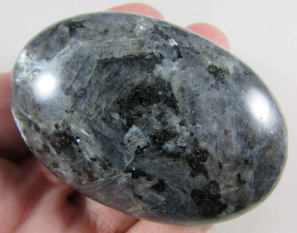 rare blue pearl polished crystal palmstone