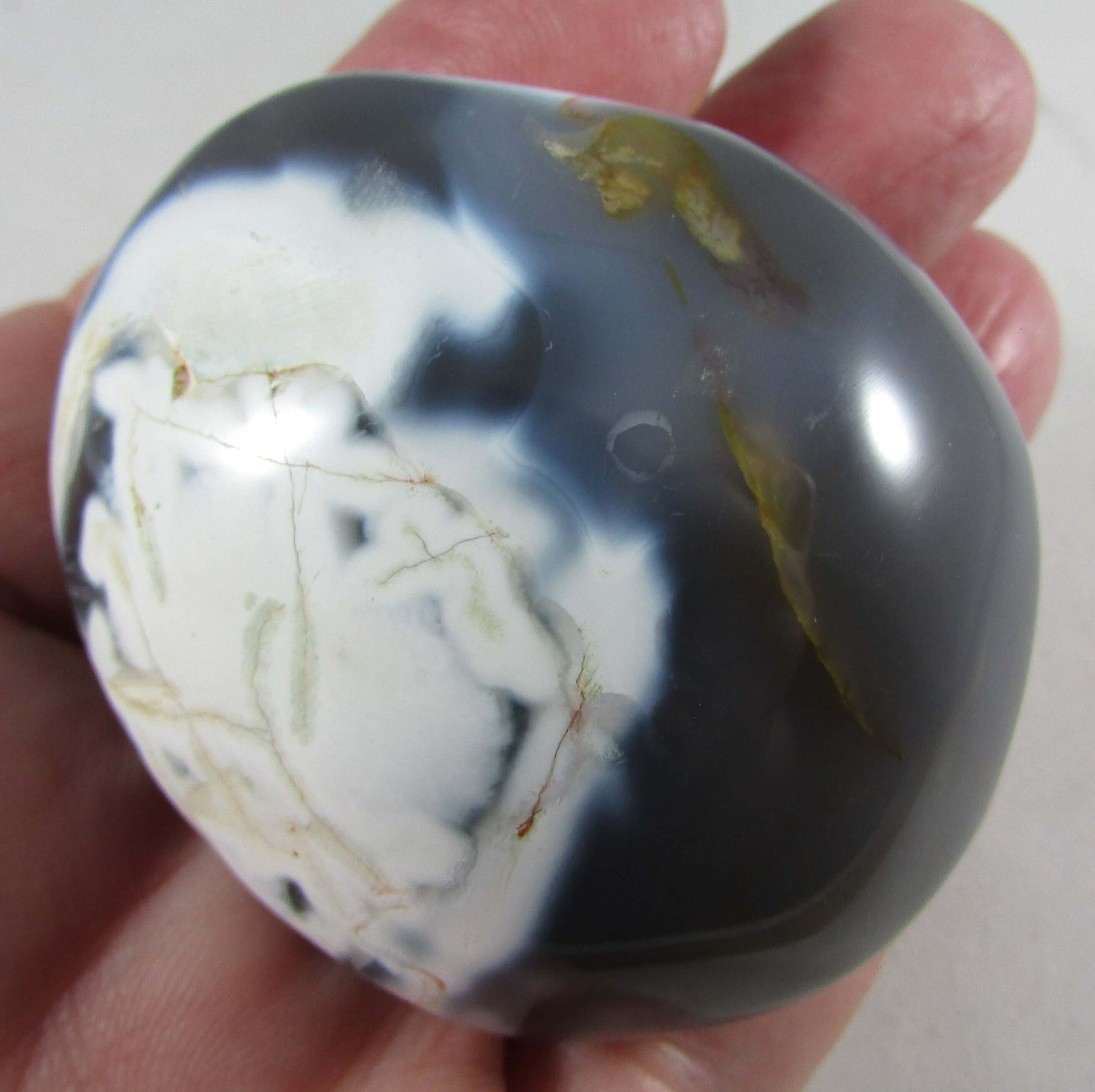 orca agate, polished crystal palmstone, madagascar crystals