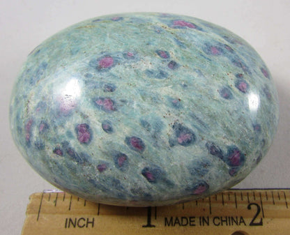 Ruby Zoisite Palmstone, Anyolite Stone polished worry stone