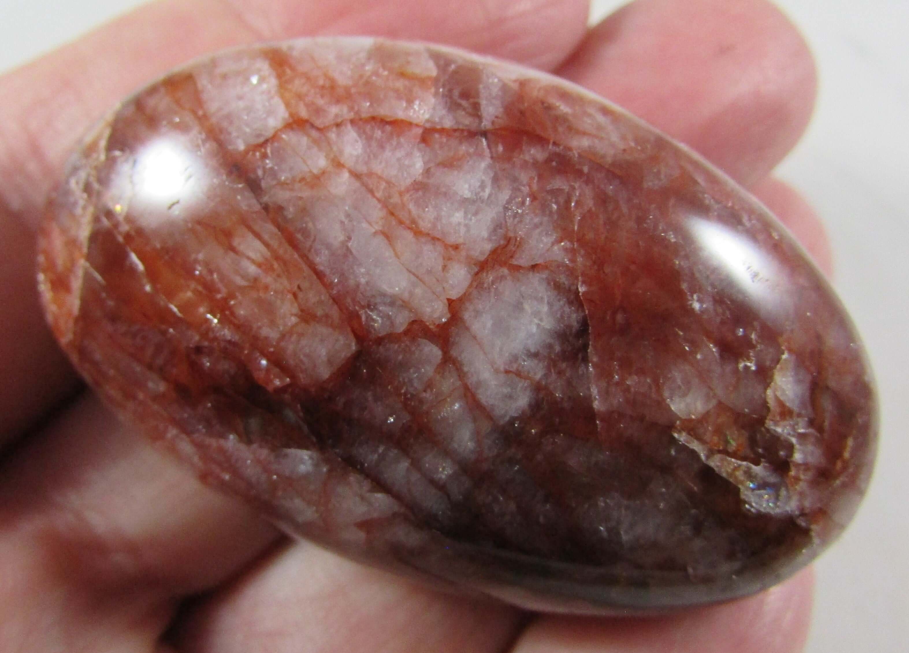 Red Hematoid Quartz Palmstone – Body Mind Spirit Balance, Manifestation, Energy Shield [RED18]