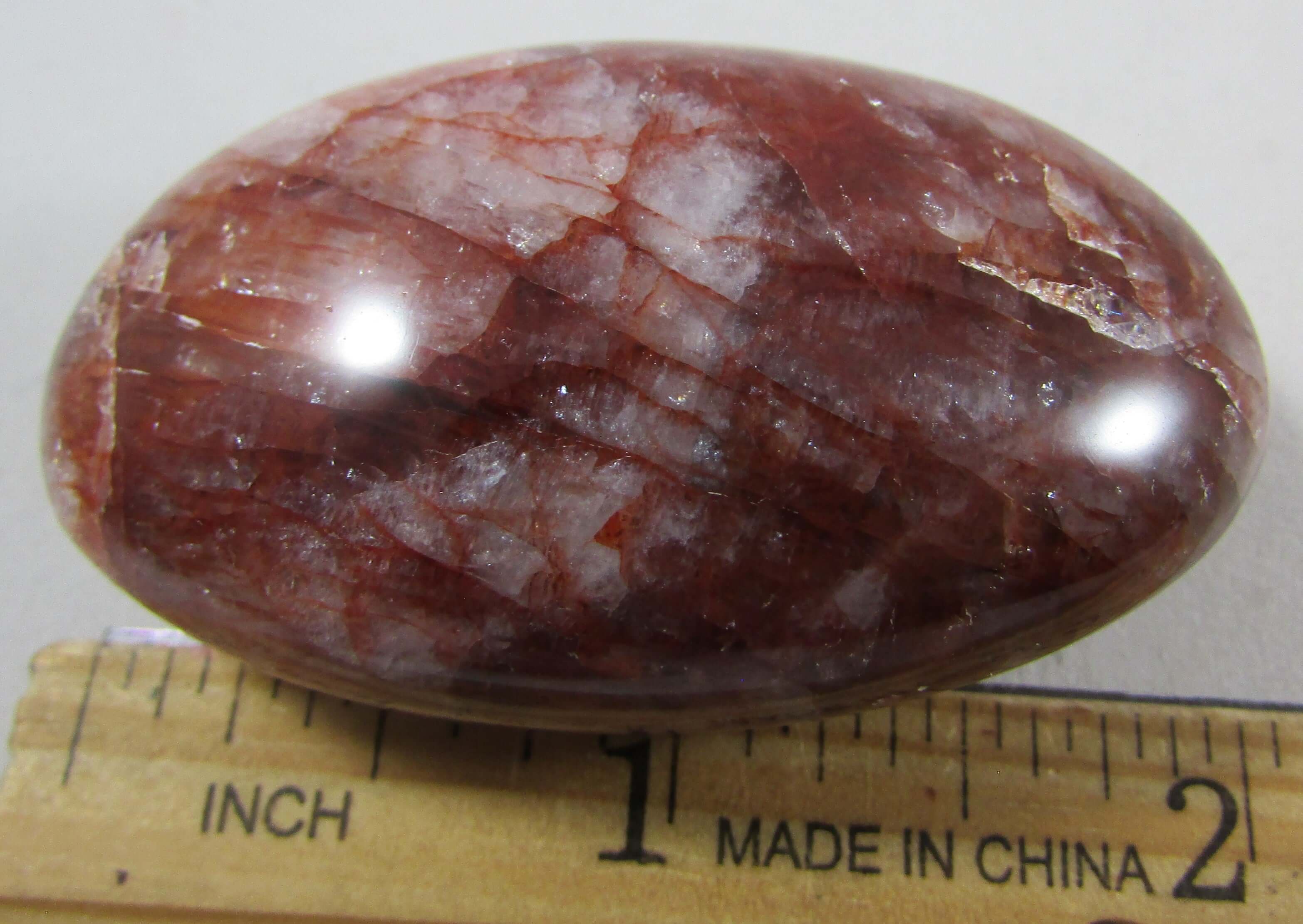 Red Hematoid Quartz Palmstone – Body Mind Spirit Balance, Manifestation, Energy Shield [RED18]