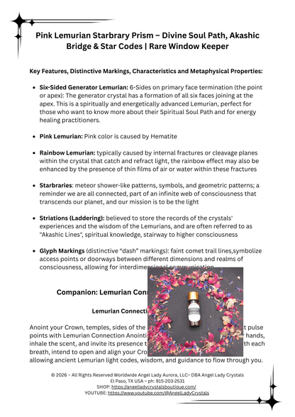 Pink Lemurian Starbrary Prism – Divine Soul Path, Akashic Bridge & Star Codes | Rare Window Keeper