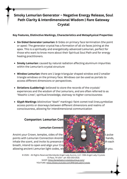 Smoky Lemurian Generator – Negative Energy Release, Soul Path Clarity & Interdimensional Wisdom | Rare Gateway Crystal