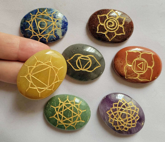 7 Chakra Palm Stone Set – Crystal Allies for Daily Chakra Alignment & Energy Healing