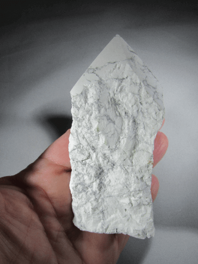 white howlite, natural howlite crystal point, brazil