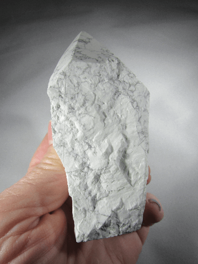 white howlite, natural howlite crystal point, brazil