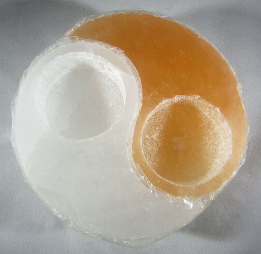 Peach Selenite Yin Yang Candle Holder Crystals