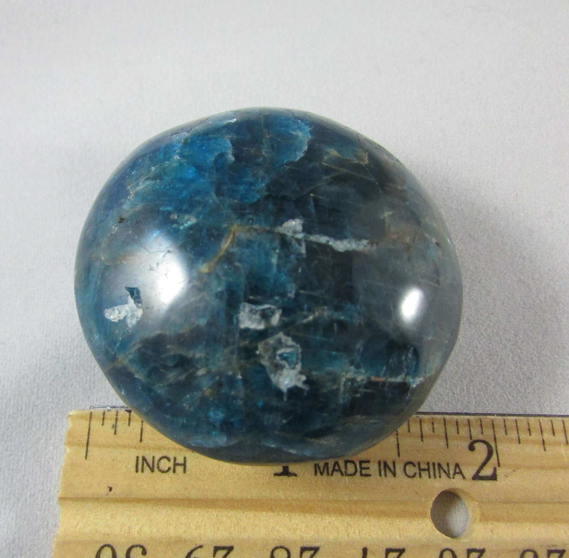blue apatite crystal palmstone, pocket stone, worry stone