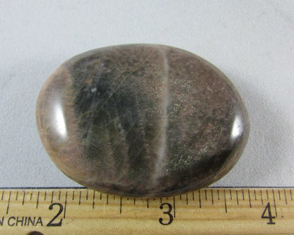 black moonstone crystal palmstone, worry stone, madagascar