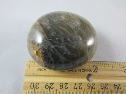 black moonstone crystal palmstone, worry stone, madagascar