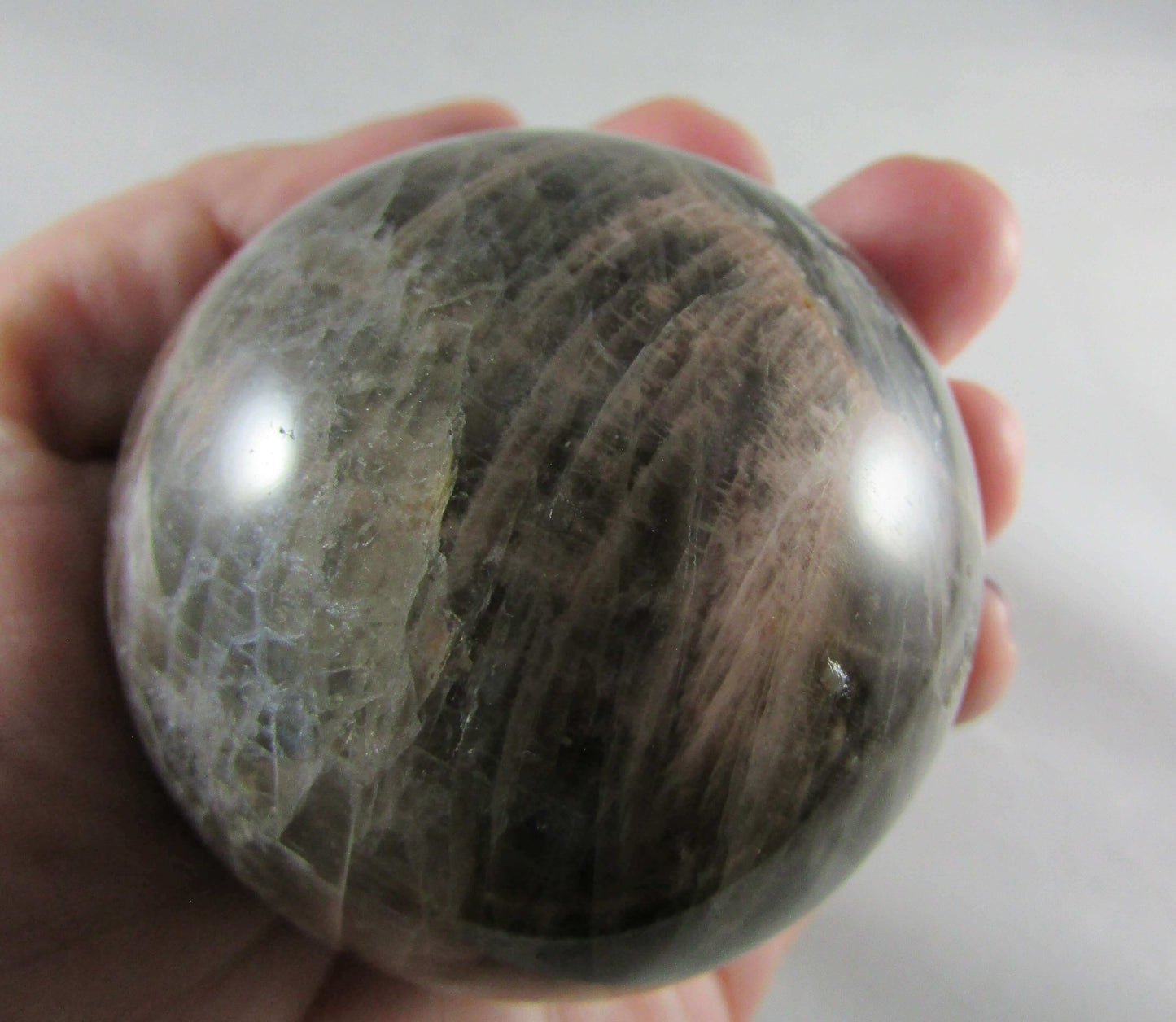 Black Moonstone Sphere, Madagascar Crystals