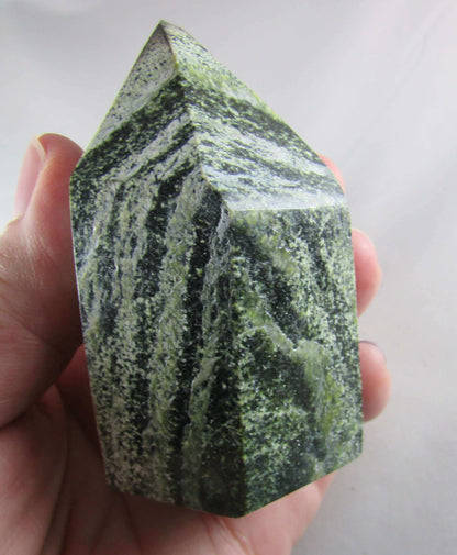 green zebra jasper polished obelisk, ethically sourced